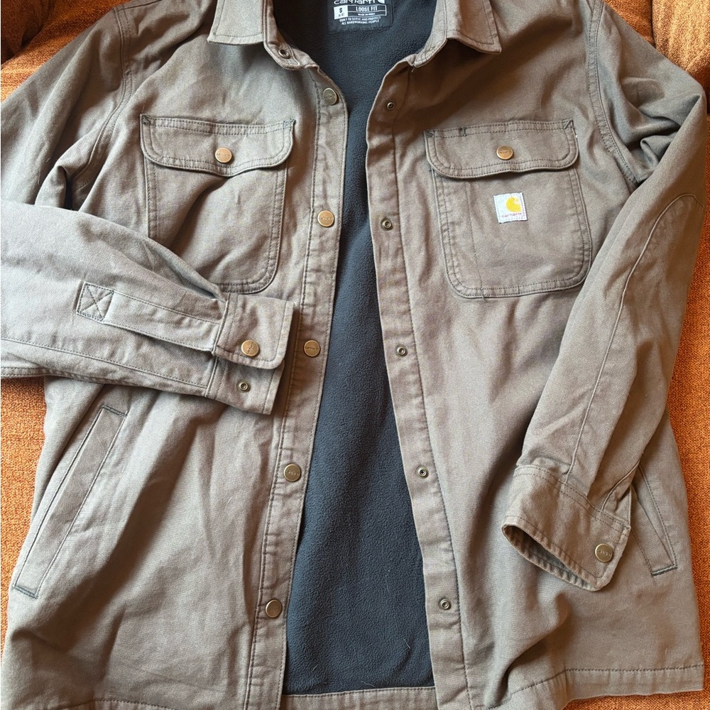 WOMEN'S RUGGED FLEX LOOSE FIT CANVAS FLEECE-LINED SHIRT JAC